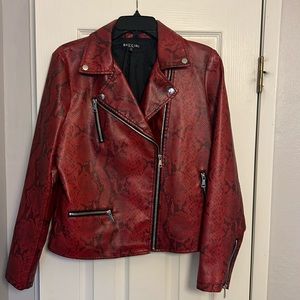 BACCINI Faux Leather Motorcycle Jacket Size Medium